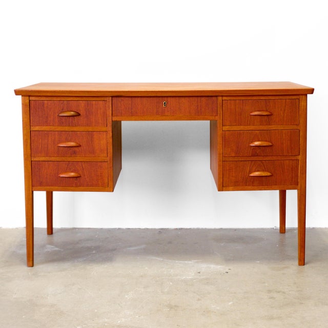 1950s Danish Teak Writing Desk For Sale - Image 4 of 11