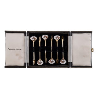 20th Century Silver Cased Cocktail Picks Horse Racing, 1960s, Set of 6 For Sale