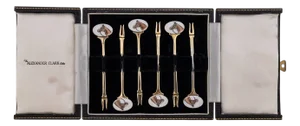 20th Century Silver Cased Cocktail Picks Horse Racing, 1960s, Set of 6