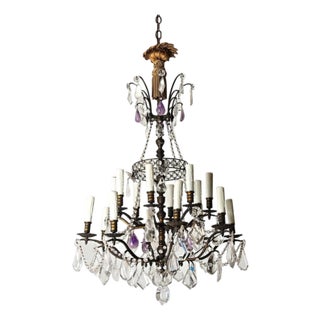 19th Century French Rock Crystal and Amethyst Chandelier For Sale