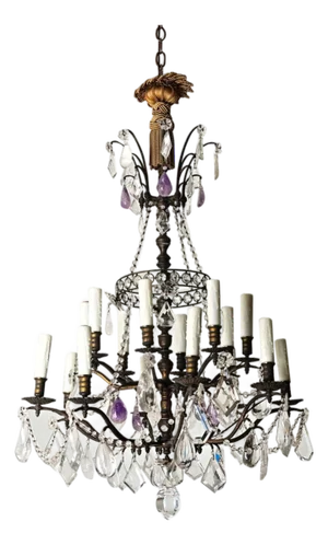 19th Century French Rock Crystal and Amethyst Chandelier