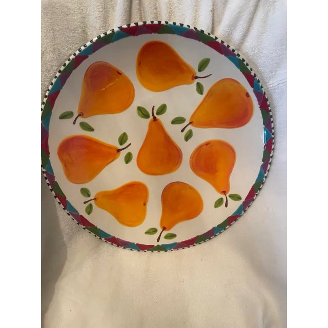 EUC Large Walkerware Ceramic Platter with Pears and Strawberries 15 1/2 inch Diameter. Made by Walkerware Montana.