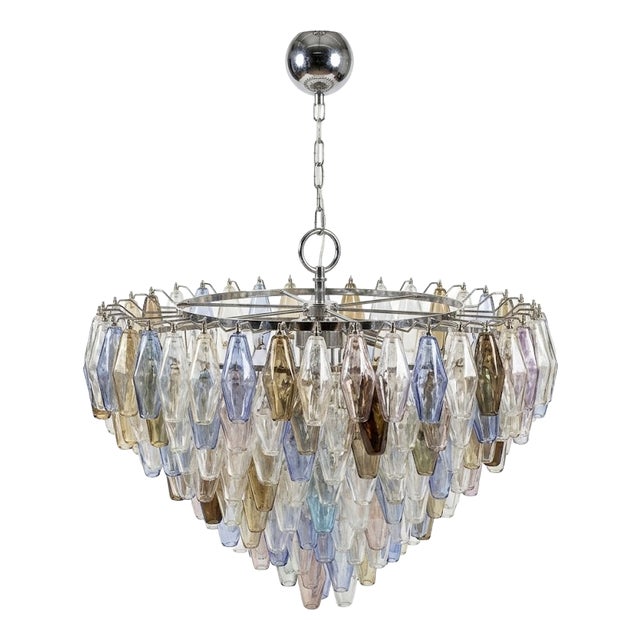 Poliedri Murano Glass Chandelier attributed to Carlo Scarpa for Venini attributed to Carlo Scarpa, 1960s For Sale