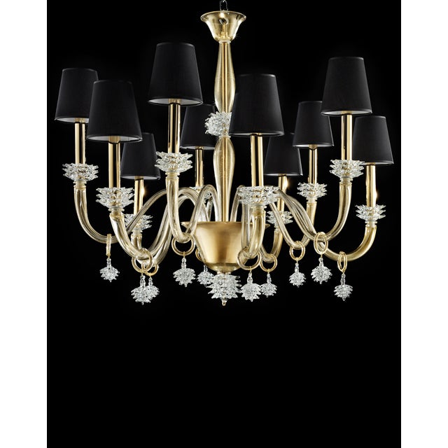 Contemporary Modern "Rostrato" Gold Murano Glass Chandelier For Sale - Image 6 of 6