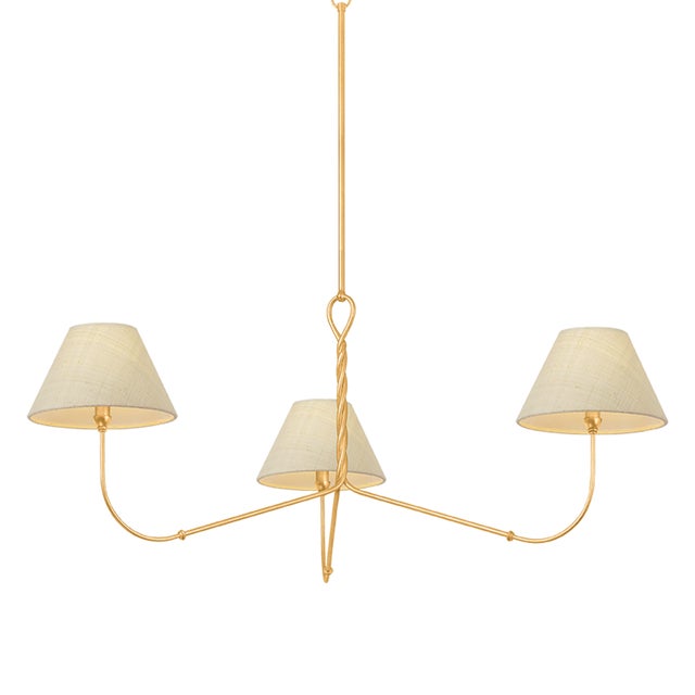 Gold Hudson Valley Lighting Dekalb 48 in. 3 Light Chandelier in Vintage Gold Leaf Finish For Sale - Image 8 of 8