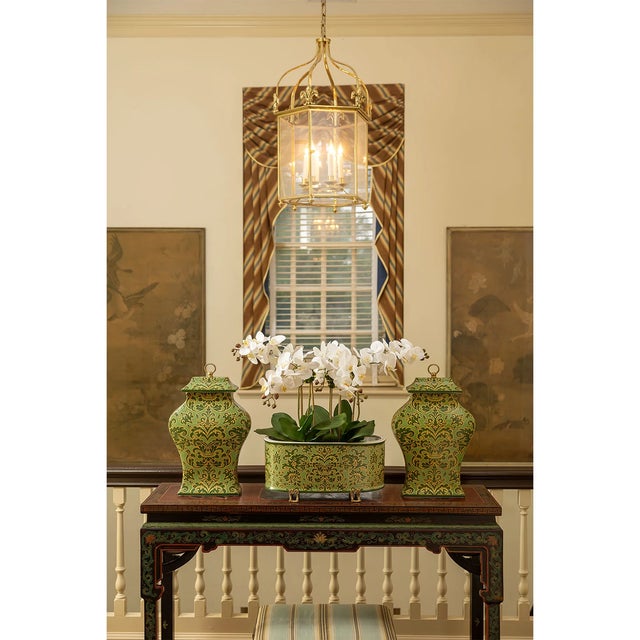 Williamsburg for Port 68 Richmond Damask Green Oval Planter For Sale In Chicago - Image 6 of 7