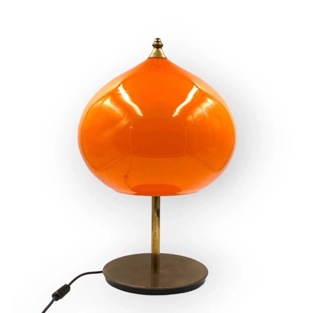Mid-Century Modern Orange Glass Table Lamp, Vistosi Italy, 1960s For Sale - Image 6 of 12