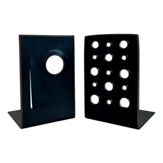 Modernist Sculptural Bookends in Steel, Germany 1950s, Set of 2 For Sale