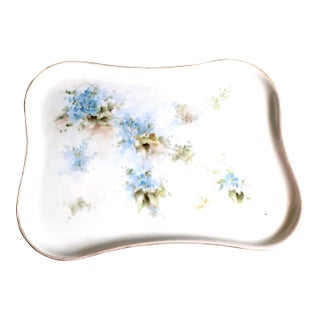 Signed Mz Austria Blue Floral Vanity Tray For Sale
