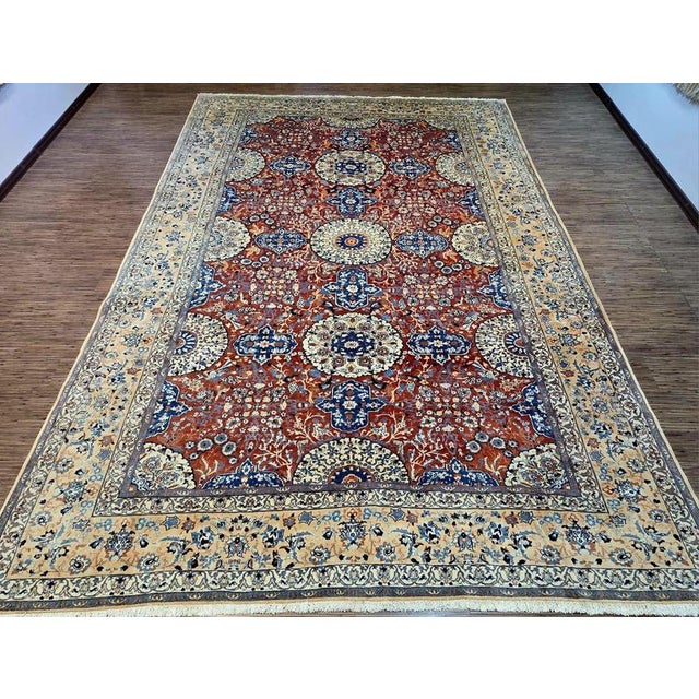 Hand-knotted nain oriental rug | knot density: 9la 42 raj (approx. 360.000 knots/m²) | material: cork wool with silk on...
