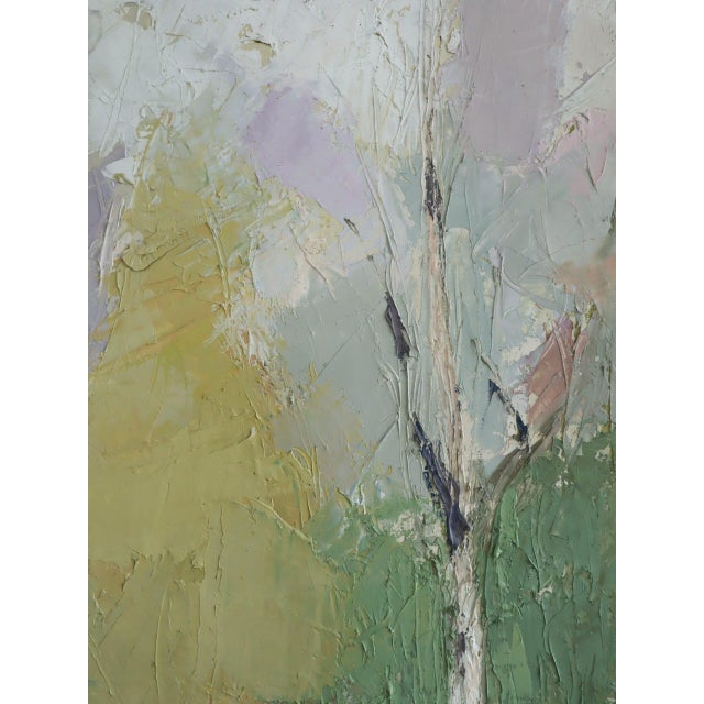 Mid-Century Modern 'Pastel Grove' Vintage Original Landscape Oil Painting, Framed For Sale - Image 10 of 14