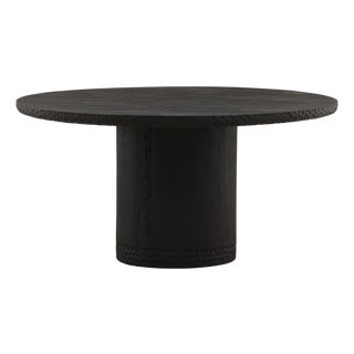 Black Chiseled Edge Round Dining Table For Sale