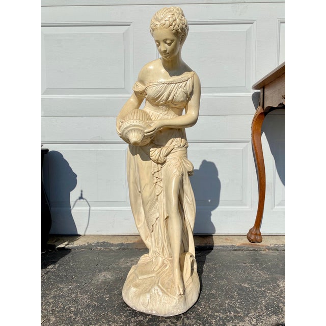 Plaster Art Nouveau Standing Woman Statue Chairish