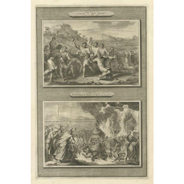 Pieter Mortier, Sabbath Breaker Stoned and Korah, Dathan and Abiram, 1700, Engraving For Sale - Image 12 of 12