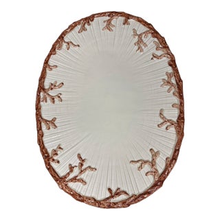Vintage Mid-Century Modern Fitz & Floyd Oceana Nautilus Coral Platter 18” X 13” For Sale