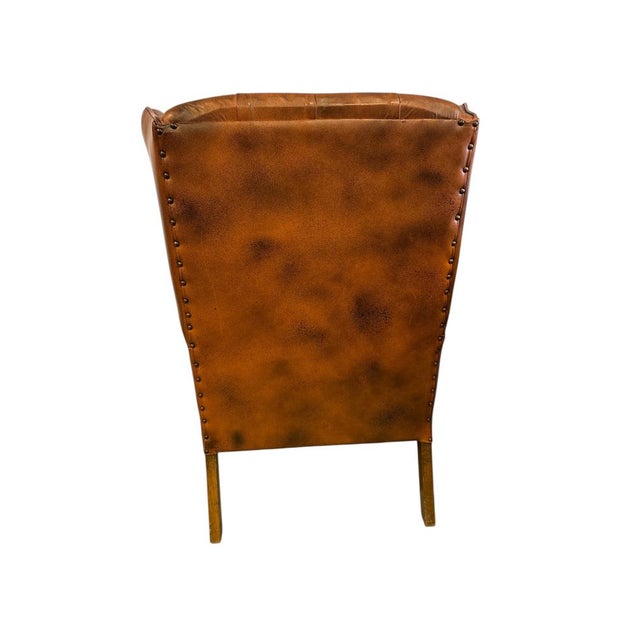 Wingback Club Chair in Leather For Sale - Image 4 of 5