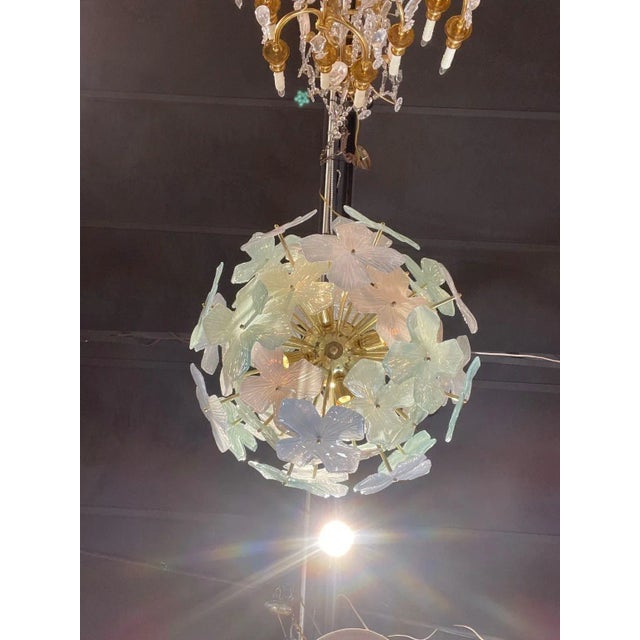 Murano Flower Globe Chandelier For Sale In Dallas - Image 6 of 9