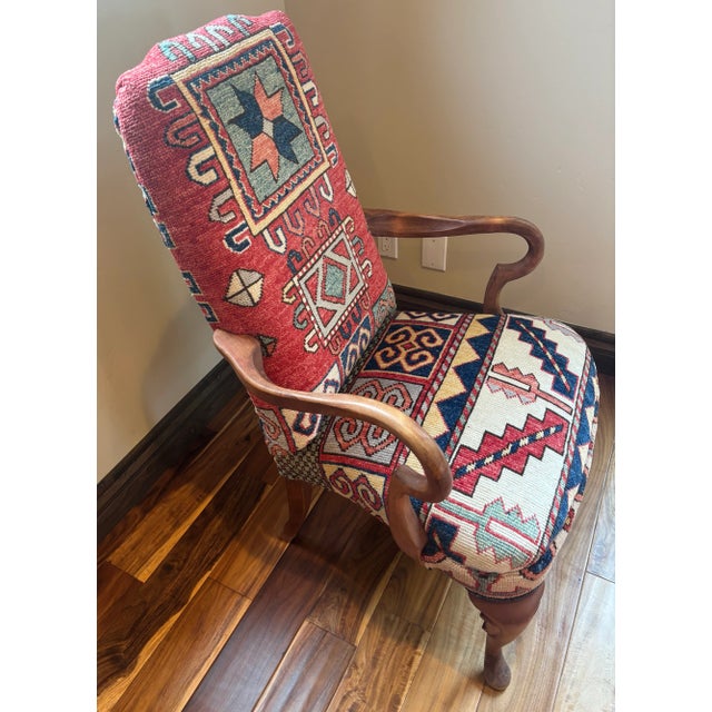 2000 - 2009 Set of 6 Dining Chairs - Custom Made From Antique Rugs by Seret and Sons in Santa Fe For Sale - Image 5 of 7