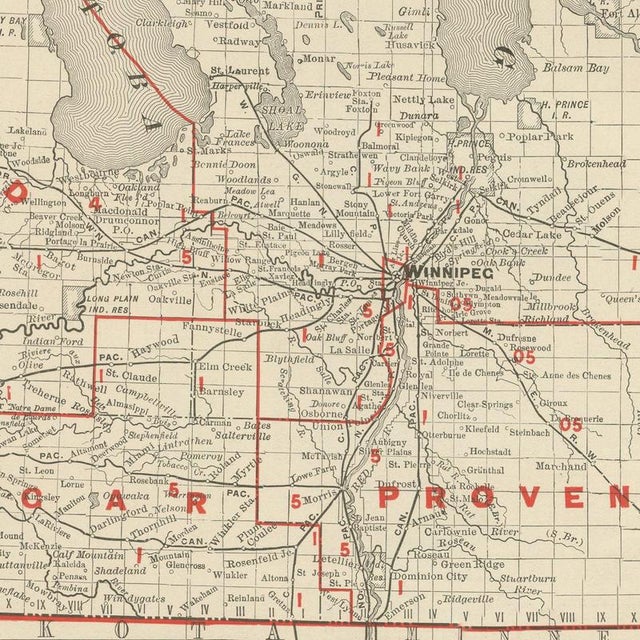 Antique Map of Manitoba with Lake Winnipeg by Ran McNally, 1899 For Sale - Image 4 of 12