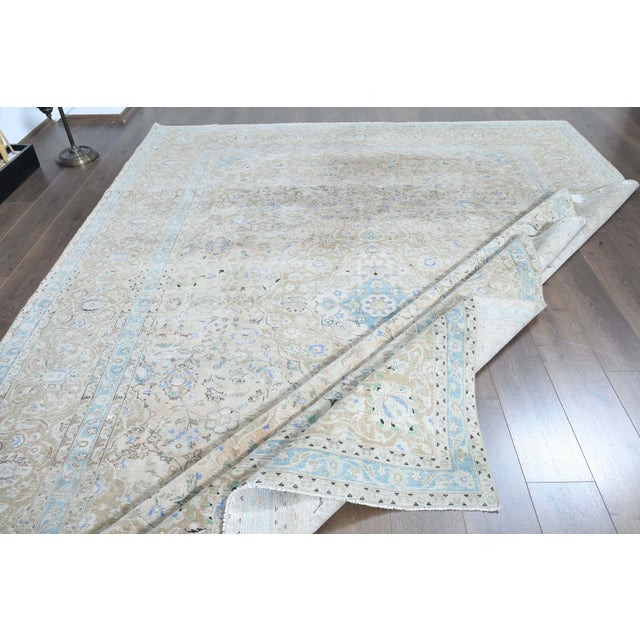 1970s Vintage Persian Handmade Wool Cotton Brown Area Rug For Sale - Image 10 of 11