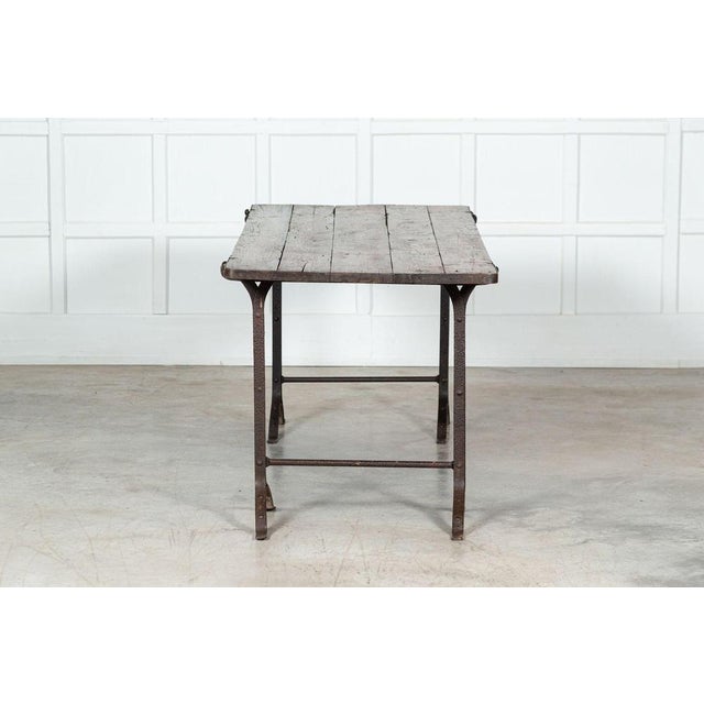 19th Century Iron & Pine Trestle Table, 1890s For Sale - Image 11 of 17