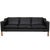 2213 3-Seater Sofa in Black Nevada Aniline Leather by Børge Mogensen for Fredericia For Sale