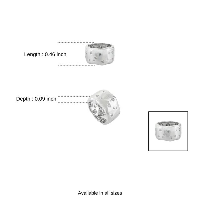 Carat&Her Molten Silver Scatter Ring, Wide Cigar Band With Cz Studded Size 7 For Sale - Image 9 of 12