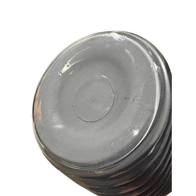 Gray Art Deco Revival Ribbed Wrapped Art Glass Vase Vintage Gray Inspired by Plissé Glass For Sale - Image 8 of 8