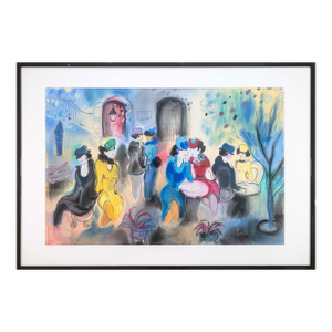 Zule Moskowitz Signed Post-Impressionist Figurative Pastel on Paper Framed 1980s