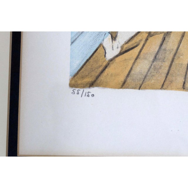 Leonard Tsugouharu Knitting Signed Modern Lithograph on Paper 1963 Framed 55/150 For Sale In Detroit - Image 6 of 11