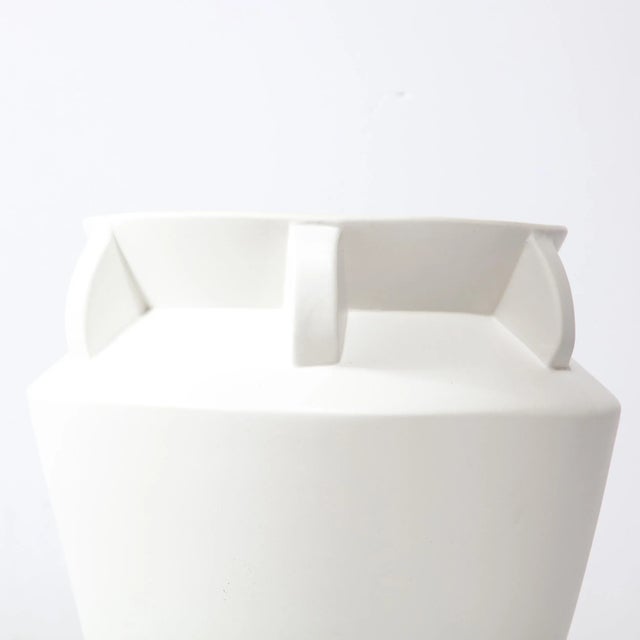 Late 20th Century Modernist Urn Form White Ceramic Vase For Sale - Image 4 of 12