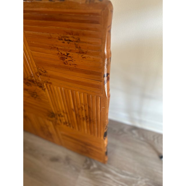 Vintage Handcrafted Square Tiger Bamboo Bistro Folding Game Center Table X-Base For Sale - Image 13 of 16