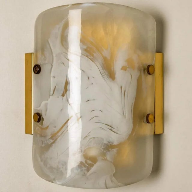 Glass and Brass Wall Sconces from Kalmar, 1960s, Set of 2 For Sale - Image 6 of 10