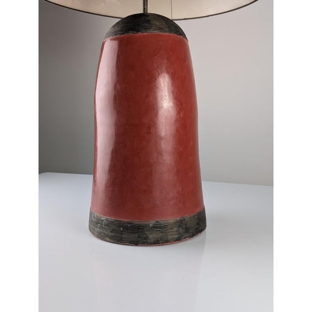 Ceramic Red Clay Terracotta Table Lamp with Metal Filigree, 1980s For Sale - Image 7 of 11