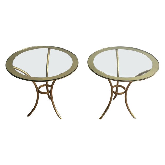 Round Gold Gilt Brass Side Tables, circa 1970 - A Pair For Sale - Image 13 of 13