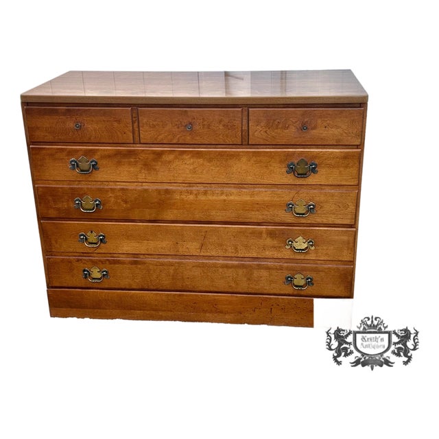 Vtg. Ethan Allen Nutmeg American Style Three Drawer Maple Chest W/Mica Top For Sale