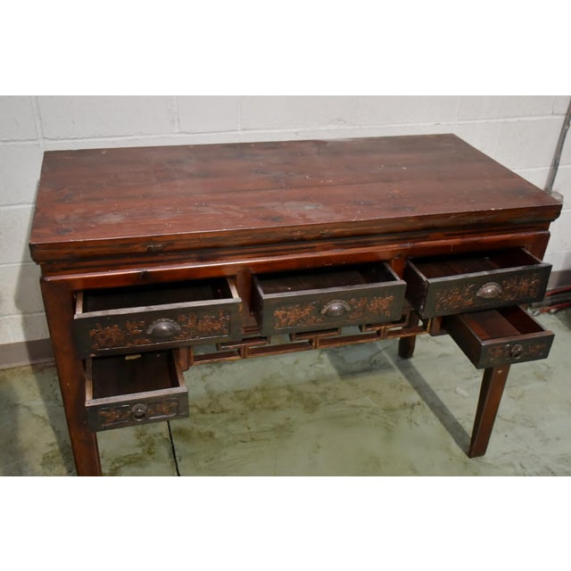 Antique Chinese Lacquered Ming Style Console or Altar Table For Sale - Image 9 of 12