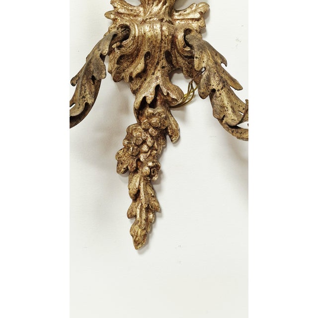 Gold Hand-Carved Wood Wall Lamps, 1890s, Set of 2 For Sale - Image 8 of 13
