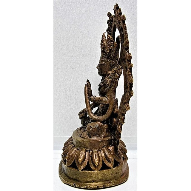 Tibetan Bronze Deity on Lotus Base For Sale - Image 5 of 10