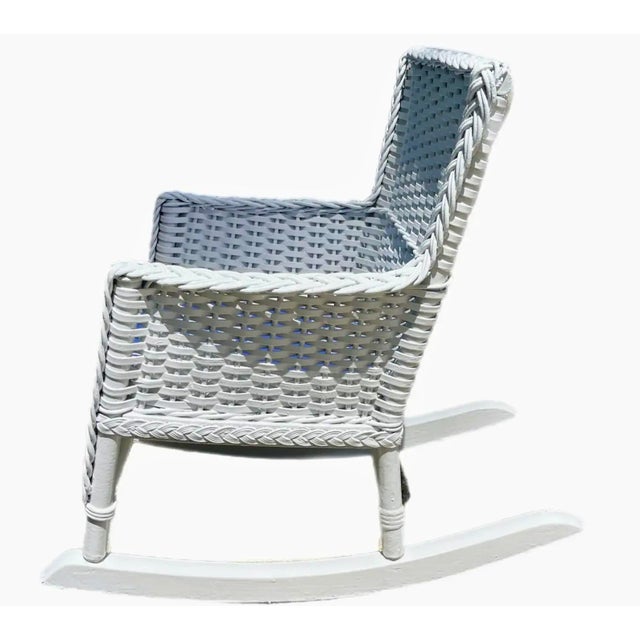Traditional Nantucket White Wicker Children's Rocking Chair For Sale - Image 3 of 6