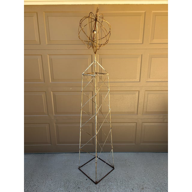 Late 20th Century Large Classical White Iron Armillary Sphere Garden Sculpture on Stand For Sale - Image 14 of 14