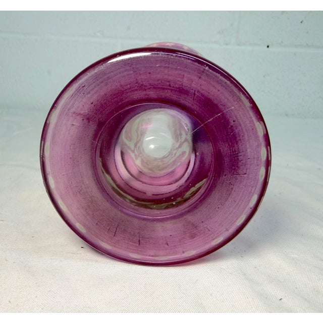 Antique Handmade Engraved German Purple Cut to Clear Glass Vase Cup Chalice For Sale - Image 10 of 10