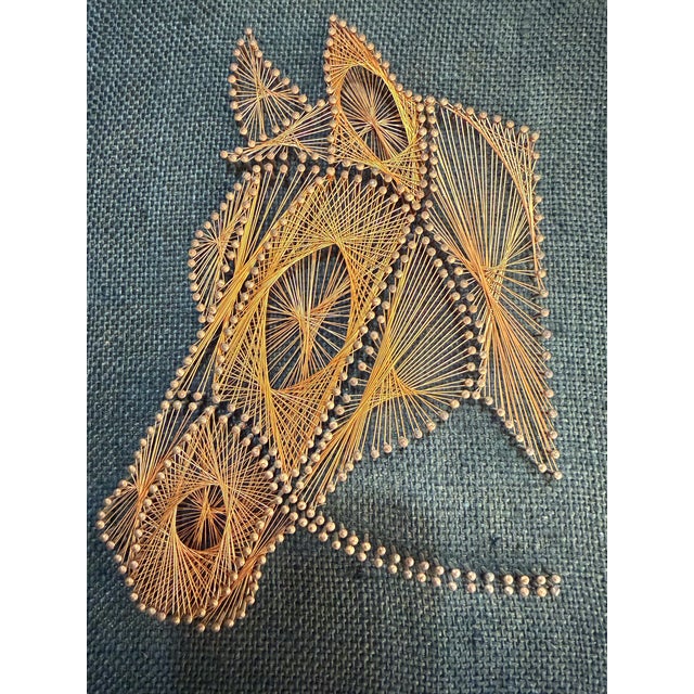 Copper One-of-a-Kind Handcrafted Copper Wire Geometric Wall Sculpture on Wood For Sale - Image 8 of 12