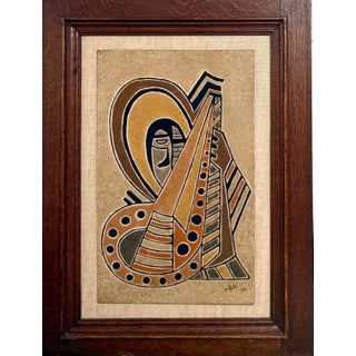 Alfred Reth, 1952 Hungarian Cubism Wall Hanging Relief Sculpture Sand Painting Cubist A. Reth, 1952 For Sale