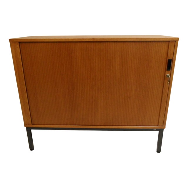 Vintage Danish Filing Cabinet with Roller Shutter in Oak, 1950s For Sale