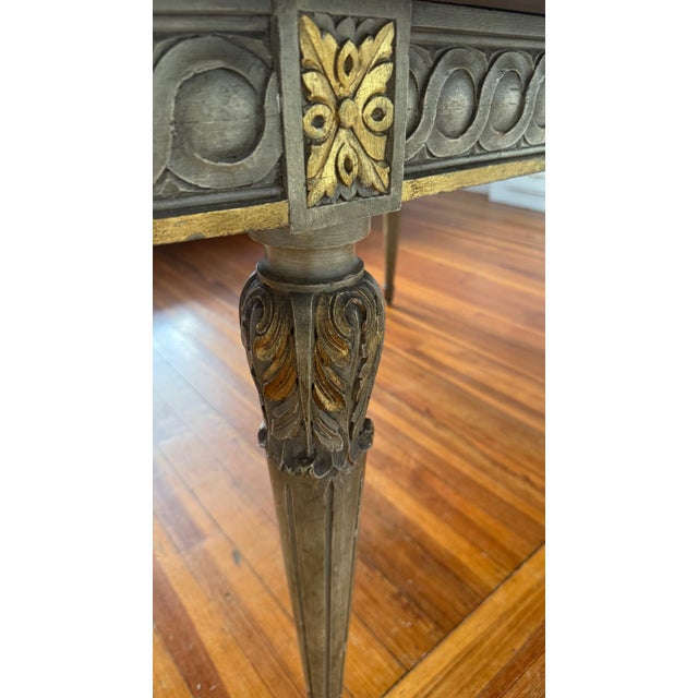 Antique Neoclassical Dining Table With Bird’s Eye Maple Top and Distressed Painted Base — Circa 1910s–1920s For Sale - Image 14 of 14