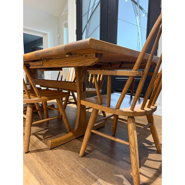 Vintage Russell Wright for Conant Ball Dining Table & Six Windsor Chairs With Two Extensions For Sale - Image 13 of 15