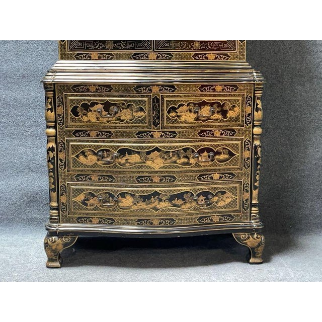 Black Lacquer Chinoiserie Cabinet For Sale - Image 4 of 17