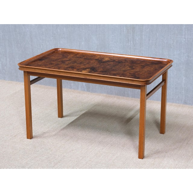 Brown Walnut Burl and Mahogany Table by Carl-Axel Acking, Sweden, 1930s For Sale - Image 8 of 13