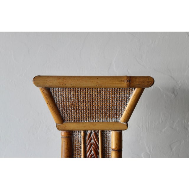 Vintage Bamboo Rattan Pedestal Column Plant Stand For Sale In Miami - Image 6 of 14